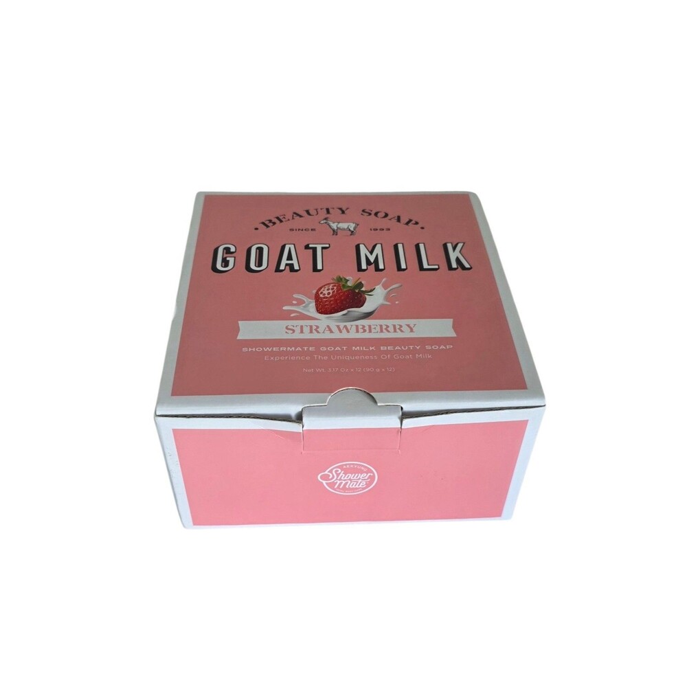 Shower Mate Strawberry Goat Milk Beauty Soap 3.17oz ×12 Bar Soaps